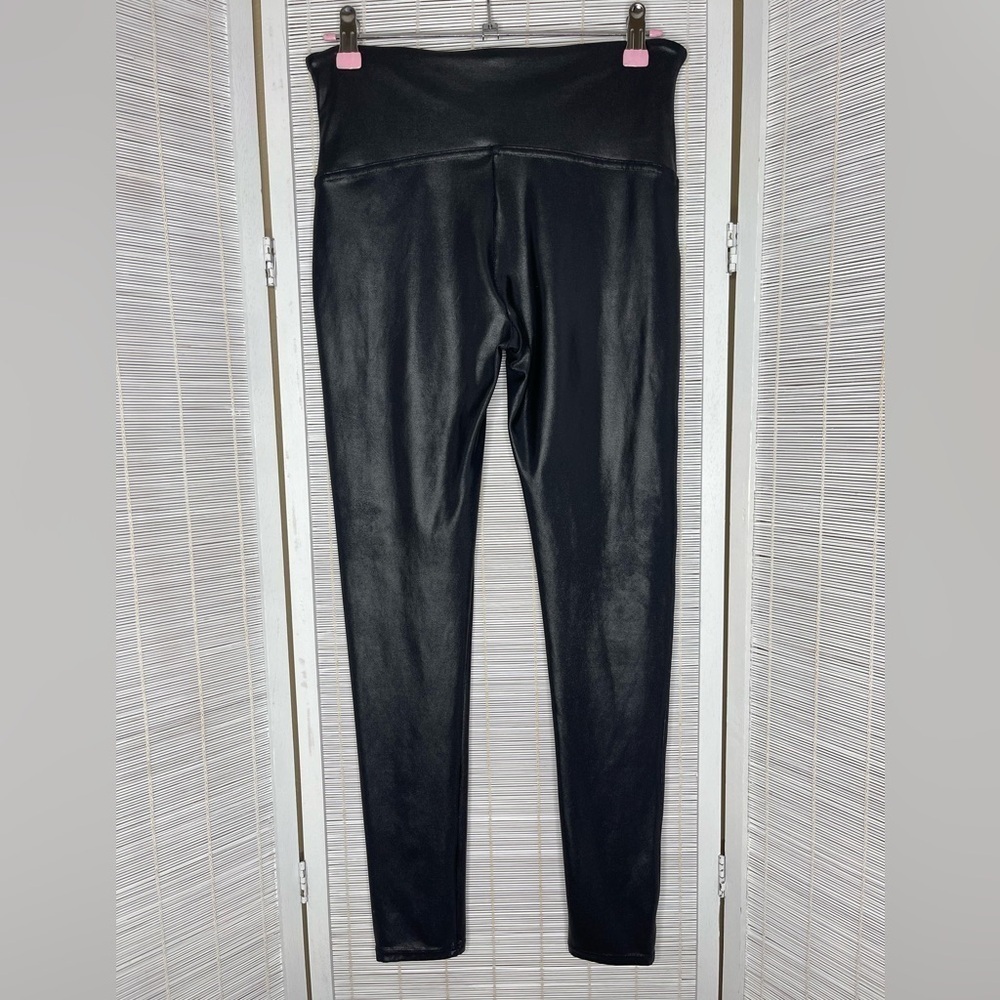 Spanx Faux Leather Leggings Black High Rise Nylon Elastane Size L - Picture 5 of 10